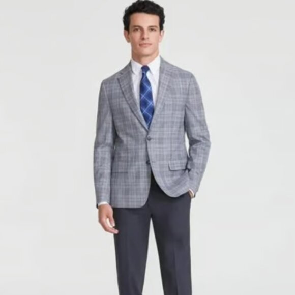 Tommy Hilfiger Men's 48 R Modern fit Sport Coat Blazer Grey Plaid NWT - Picture 1 of 3